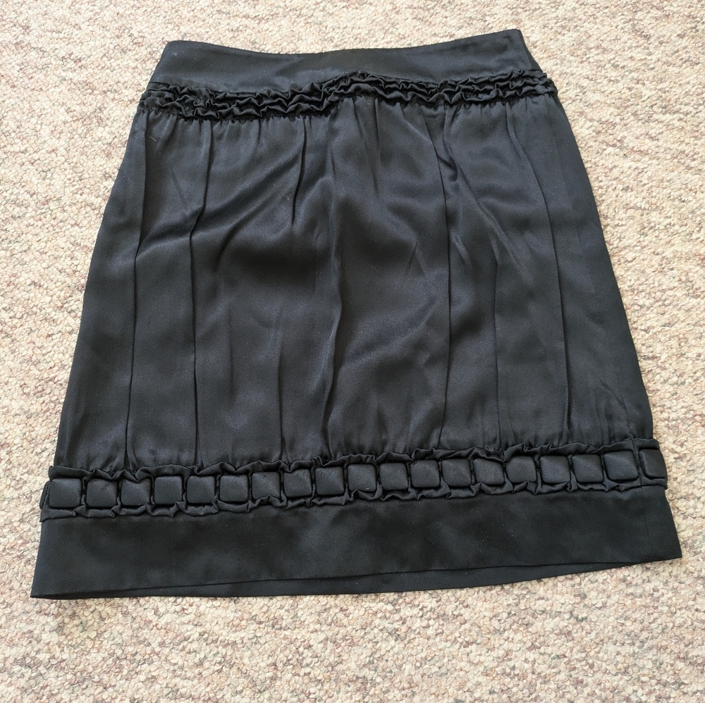Alberta Ferretti 100% Silk Black Midi Skirt Women's 4